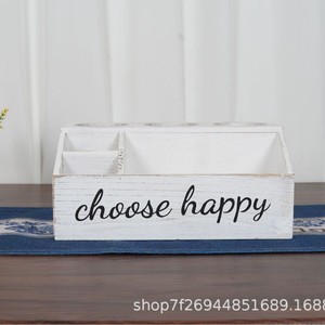Caja de almacenamiento de madera, 30x18,5x13cm, rectangular, con parte superior abierta y compartimentos, organizador de escritorio para artículos de tocador y herramientas para el cabello - Product Image 1