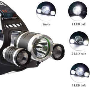 Lampe frontale LED rechargeable à faisceau réglable, chargement USB, indice IP65, 3000 mAh, pour le camping, la randonnée, l'utilisation en extérieur, en alliage d'aluminium noir - Product Image 3
