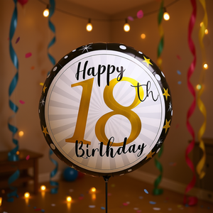 Party Love Happy 18Th Birthday <b>Balloon</b> 45X53Cm <b>Round</b> Mylar Metallic Party Decoration For Teenagers Birthday Celebration - Product Image 3