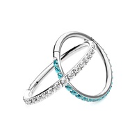 Cincin Hidung Baja 316L Berlapis Zirkon Model Clicker Gaya Eropa dan Amerika Perhiasan Tindik Cincin Hidung Segmen Berengsel