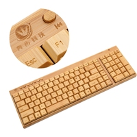 Teclado inalámbrico de madera de bambú, 2,4 Ghz, 108 teclas, USB, para oficina, escritorio, PC, ordenador portátil