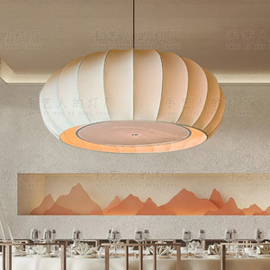 Lustre de restaurant de style français, crème, ovale, à LED, diamètre 80cm, 100cm, 120cm, lampe suspendue pour hôtel, boutique, chambre privée - Product Image 5