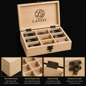 Lussuosa Scatola in Legno Personalizzata per Oli Essenziali con 9 Scomparti, Custodia in Legno di Pino Naturale, Organizzatore Premium per Aromaterapia - Product Image 6