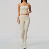 Ensemble soutien-gorge et legging de fitness sans bretelles pour femme, taille XXL, extensible, doux, confortable, séchage rapide, élastique quadridirectionnel, couleur unie