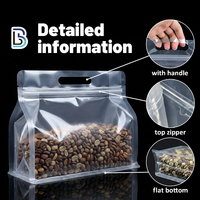 Bolsas de Embalaje Transparentes Laminadas de Grado Alimenticio Lebei en Stock, Bolsa de Fondo Plano Brillante a Prueba de Humedad con Cierre y Asa