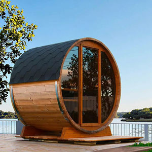 HELIUS lusso legno massello cedro sauna tradizionale a vapore 2-6 persone panoramico vetro marrone grandi dimensioni barile sauna per <span class=keywords><strong>spa</strong></span> benessere - Product Image 2