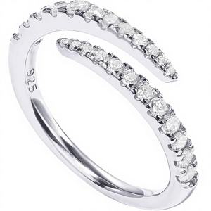 Bague d'éternité torsadée ouverte en or blanc plaqué or 14 carats PAVOI pour femmes - Product Image 1