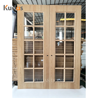 Porte française moderne en bois de chêne blanc veiné, design 10 vitres, pour intérieur de maison, portes doubles en bois pour salon