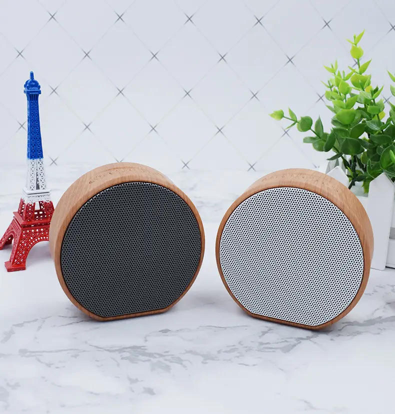 Speaker Mini BT, pengeras suara kayu audio kecil luar ruangan portabel subwoofer berat kecil warna