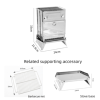 Camping en plein air Portable Mini Barbecue Poêle Accessoire En Acier Inoxydable Pliant Charbon De Bois Poêle Base