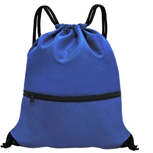 Free Sample Packaging Polyester Sports <b>Backpack</b> Drawstring Bag with Pouch - Product Image 3