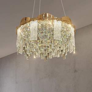 Zèle éclairage salon hôtel villa moderne or rond rectangulaire luxe k9 lustre en cristal - Product Image 4