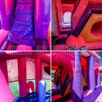 Princesse Gonflable Palais Combo de Fête D'anniversaire de Fille Rose gonflable Château Videur Avec panier de Basket Pour Les Enfants
