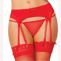 Uniforme de lingerie sexuelle en satin confortable de haute qualité pour la performance de la discothèque-porte-jarretelles à trois points avec décoration en dentelle