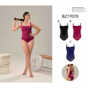 Costume da bagno intero taglie forti HDJ, modellante e contenitivo, tinta unita in spandex e poliestere - Product Image 3