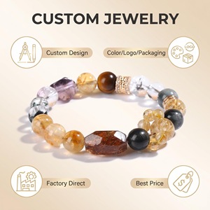 Bracciale Elastico con Perline e Design a Farfalla in Pietre Naturali, con Citrino, Ametista e <span class=keywords><strong>Occhio</strong></span> <span class=keywords><strong>di</strong></span> <span class=keywords><strong>Tigre</strong></span> per Donne - Product Image 4
