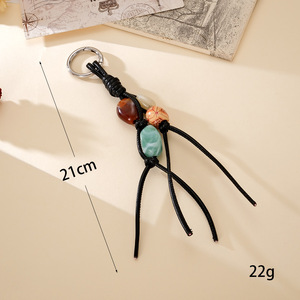 Llavero <span class=keywords><strong>de</strong></span> Lujo <span class=keywords><strong>de</strong></span> Diseño Bohemio Retro Vintage con Cuentas Acrílicas, Colgante para Teléfono <span class=keywords><strong>de</strong></span> Cuero PU con Cuerda Trenzada, Accesorios para Llavero - Product Image 4