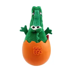 GiGwi-EGG eggshell rubber soft plush dog pet chew teething squeaky egg dog toy for dog