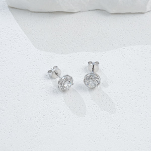 Classic 925 Silver Diamond Earrings with Round Claw Setting Gold & Rhodium Plated High Quality Gift for Women - Product Image 1