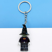 Porte-clés et pendentif de sac en plastique, style européen et américain, thème Halloween, avec breloque tête de sorcière et citrouille à assembler