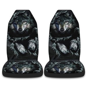 2/5 Pezzi Coprisedili <span class=keywords><strong>Auto</strong></span> Universali con Stampa 3D <span class=keywords><strong>Lupo</strong></span>, Protezione Sedile, Cuscino Coprisedile Completo per la Maggior Parte delle <span class=keywords><strong>Auto</strong></span>, Stile Accattivante - Product Image 3
