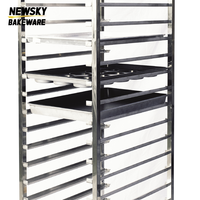 Chariot de rangement à 20 niveaux en acier inoxydable pour plateaux de cuisson, avec roulettes, pour refroidissement et stockage en cuisine commerciale et boulangerie