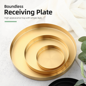 Edelstahl Runde Platte Gold Serviertablett zur Organisation von Make-up und Schmuck 12 Zoll Dekoratives Schminktisch-Tablett - Product Image 3