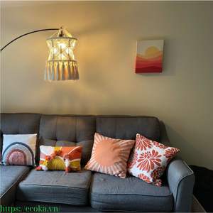 Macrame Woven Breathable 100% Cotton <b>Small</b> Bohemian Home Decor <b>Lampshade</b> Chandelier From Vietnam - Product Image 4