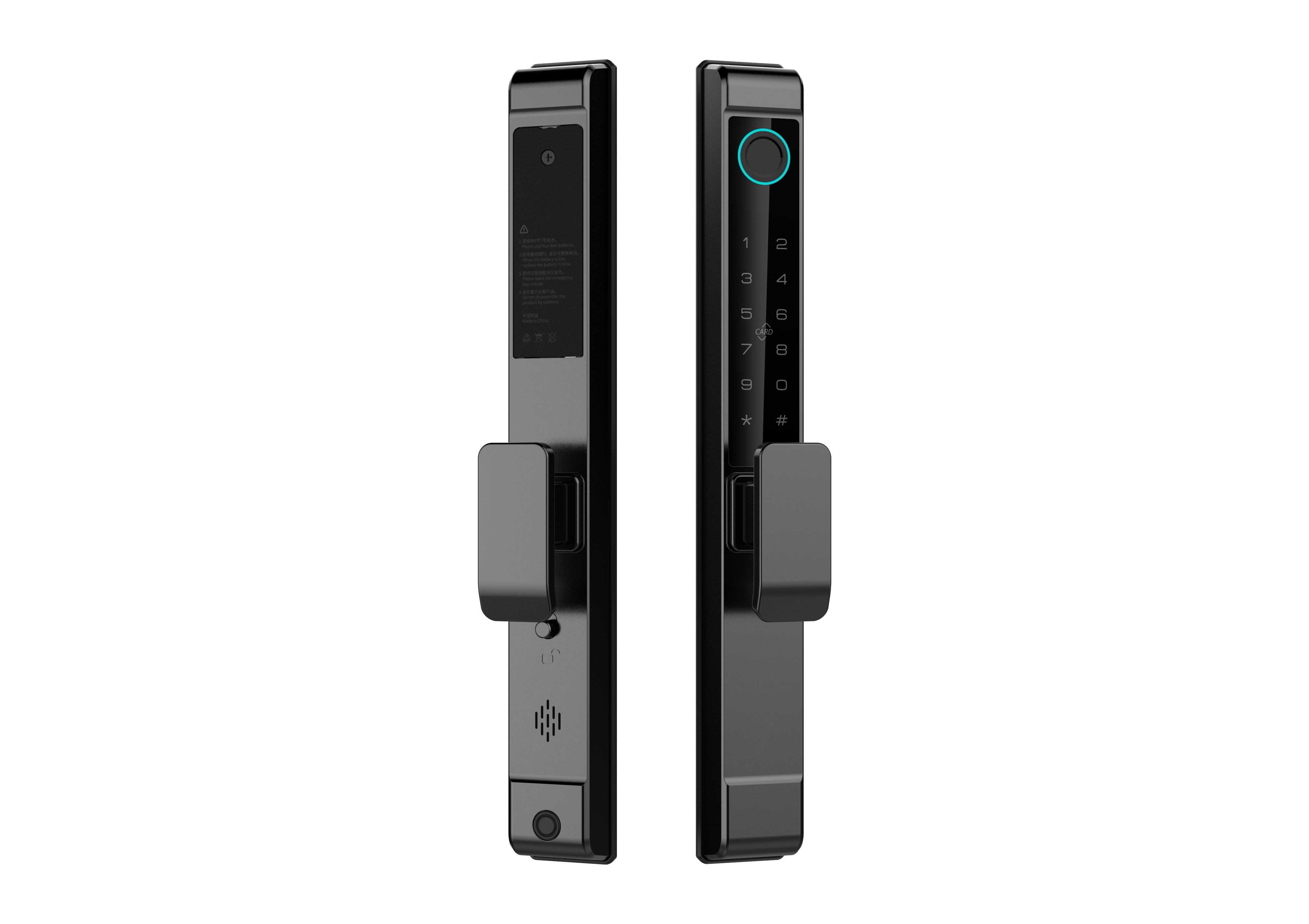 Black short handle    Fingerprint+Card+Password+App+Key