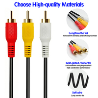 Câble RCA AV composite 3 cœurs plaqué or, câbles audio-vidéo en cuivre rouge, blanc, jaune pour TV, DVD, décodeur