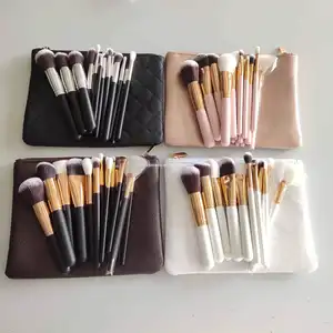 Bán Hot Big Kích Thước Dây Kéo PU Chất Liệu Đen Rose Gold Makeup Brushes Túi Không Thấm Nước Với Không Gian Lưu Trữ Lớn