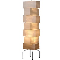 Lámpara de Pie Isamu de Hierro Estilo Japonés Akari, Pantalla de Papel Estilo Wabi-Sabi, Luz LED para Sala de Estar, Estudio, Ambiente Zen, Casa de Huéspedes