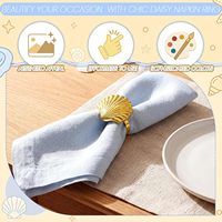 Anneaux de serviette en coquillage doré en gros, supports de serviette en forme de coquillage pour la plage, décoration de table de fête, cadeau pour piscine, vacances à Hawaï, faveurs de fête à domicile