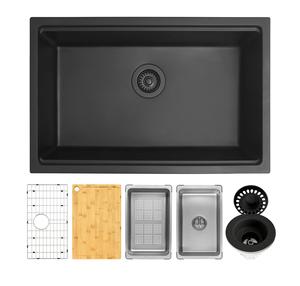 محطة عمل أحدث حوض كوارتز تحت جبل وعاء واحد حوض مطبخ كوارتز كلاسيكي مركب حوض عمل جرانيت. - Product Image 1