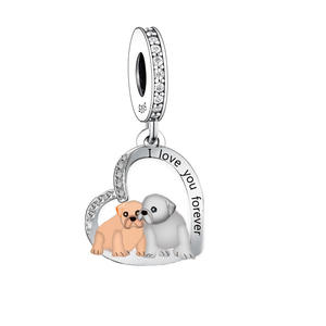 Abalorio de Bulldog Inglés de Plata 925 con la Frase 'Te Amo para Siempre' para Pulsera de Charms de la Marca Original, Joyería para Mujer, Día de San Valentín - Product Image 1