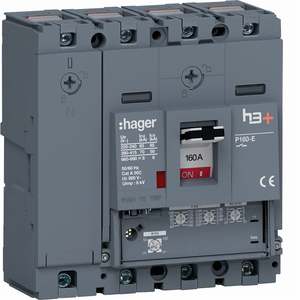HES161GC ปรับแต่งได้ด้วยชุดเบรกเกอร์แบบหล่อขึ้นรูป Hagers รุ่น h3+ P160 LSnI 4P 70kA 160A ปรับค่าได้ พร้อมระบบ Neutral - Product Image 1