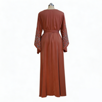 Abaya musulmane élégante brodée sur mesure, vert foncé, avec strass, manches longues, pour l'été, le printemps, l'automne, robe modeste pour mariage, Eid, Ramadan