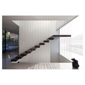 Prima Euro Style Interior Straight Staircase <strong>White</strong> Powder Coated Steel Beam Beech <strong>Wood</strong> <strong>Steps</strong> Stairs for Home - Product Image 2