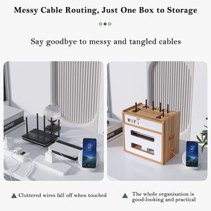Organizador de Cables, Estante de Madera para Enrutador, <span class=keywords><strong>Caja</strong></span> Impermeable para Enrutador, para Oficina y Hogar - Product Image 6