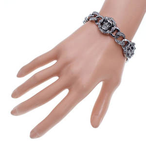 Vintage <span class=keywords><strong>Rock</strong></span> Band personalizado Cool Punk estilo Aleación <span class=keywords><strong>de</strong></span> Zinc plata antigua hombres calavera esqueleto cadena hombres joyería pulsera - Product Image 5