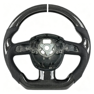 Volant sport en cuir véritable et fibre de carbone compatible avec <span class=keywords><strong>Audi</strong></span> S5 RS5 S3 S4 A3 A4 A5 2017 2018 2019 2021 <span class=keywords><strong>2022</strong></span> 2023 2024 - Product Image 1