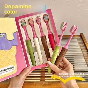 4-Pack Gift Box Soft Bristle Adult <strong>Toothbrush</strong> Wide Head Convex for Gum Care Small Head Cleaning for Household Couple <strong>Frozen</strong> - Product Image 3