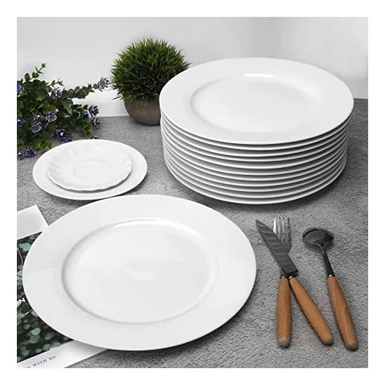 Новинка, набор тарелок высокого качества, посуда, столовая посуда, керамическая, белая
