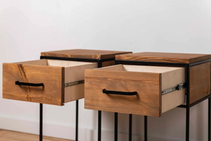 Bedroom Luxury Wooden and Metal Modern Customized Nightstands Small Bedside <b>Table</b> Portable <b>Wall</b> <b>Mounted</b> Night Stand With Drawer - Product Image 2