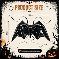 Ballons en aluminium en forme d'ailes de chauve-souris de 45 pouces pour décorations de fête d'Halloween en extérieur, avec ballons en forme d'ailes et accessoires de costume de vampire