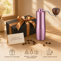 Moulin à café manuel élégant à taille incurvée, en alliage d'aluminium et acier inoxydable, avec poignée en noyer, pour café à verser – Vente directe usine OEM/ODM