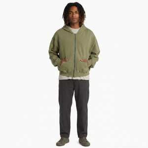 Custom Logo Light green sun Faded Vintage Cotton french Terry side Pockets Zipper Hoodies washed <b>zip</b> <b>ups</b> - Product Image 1