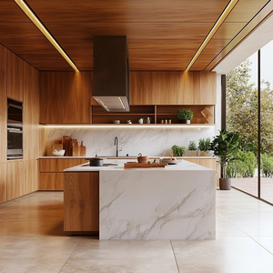 Solution de cuisine en gros, armoires modulaires modernes avec îlot <span class=keywords><strong>et</strong></span> ensemble de meubles de salle à manger, accessoires complets inclus - Product Image 2