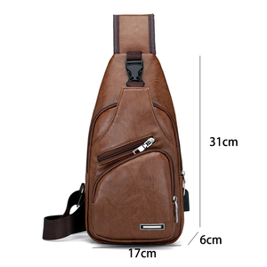 Bolso Bandolera de Piel Sintética para Hombre al por Mayor con Carga USB, Logotipo Personalizado, Regalo Promocional, Bolso Cruzado para Hombro, Obsequio - Product Image 6