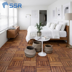 Dalles de terrasse en bois d'acacia brun à 6 lattes, dalles de sol extérieures à emboîtement, dalles de pavage pour jardins et zones de piscine - Product Image 5